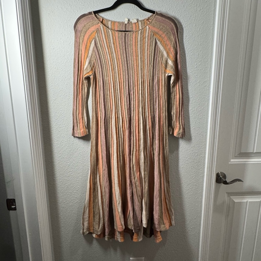 Moth Pink and Gold Resort A-Line Dress 3/4 Sleeves